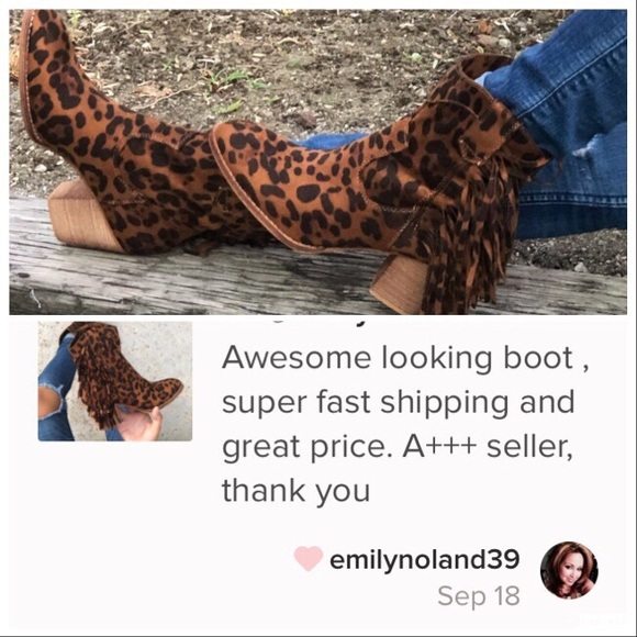 ❤️❤️RESTOCKED LEOPARD PRINT FAUX SUEDE FRINGE BOOT - Picture 7 of 9